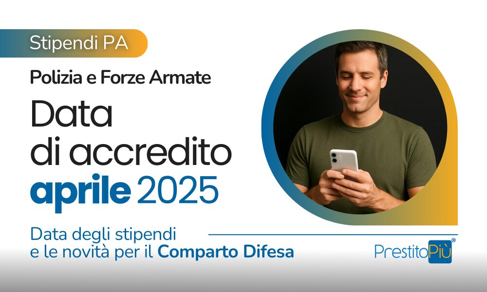 Militare che legge dallo smartphone l'accredito dello stipendio di aprile 2025