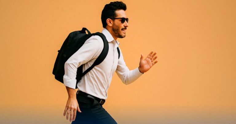 Uomo con zaino in corsa rappresenta cambio lavoro e impatto sulla cessione del quinto